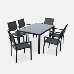 Tuintafel met 6 stoelen aluminium