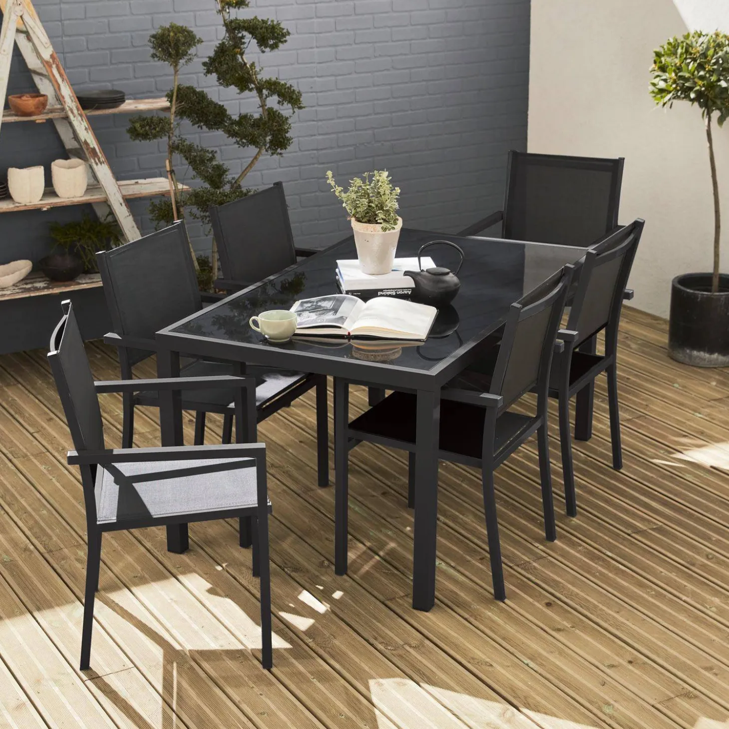 Tuintafel met 6 stoelen aluminium