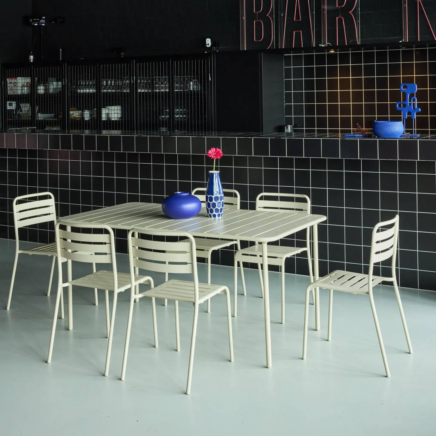 Tuintafel met 6 stoelen metaal