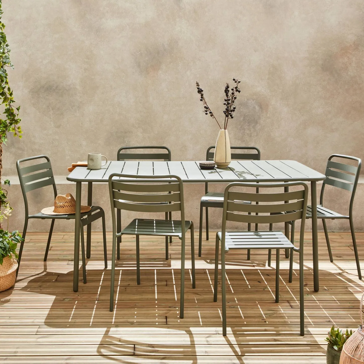 Tuintafel met 6 stoelen metaal