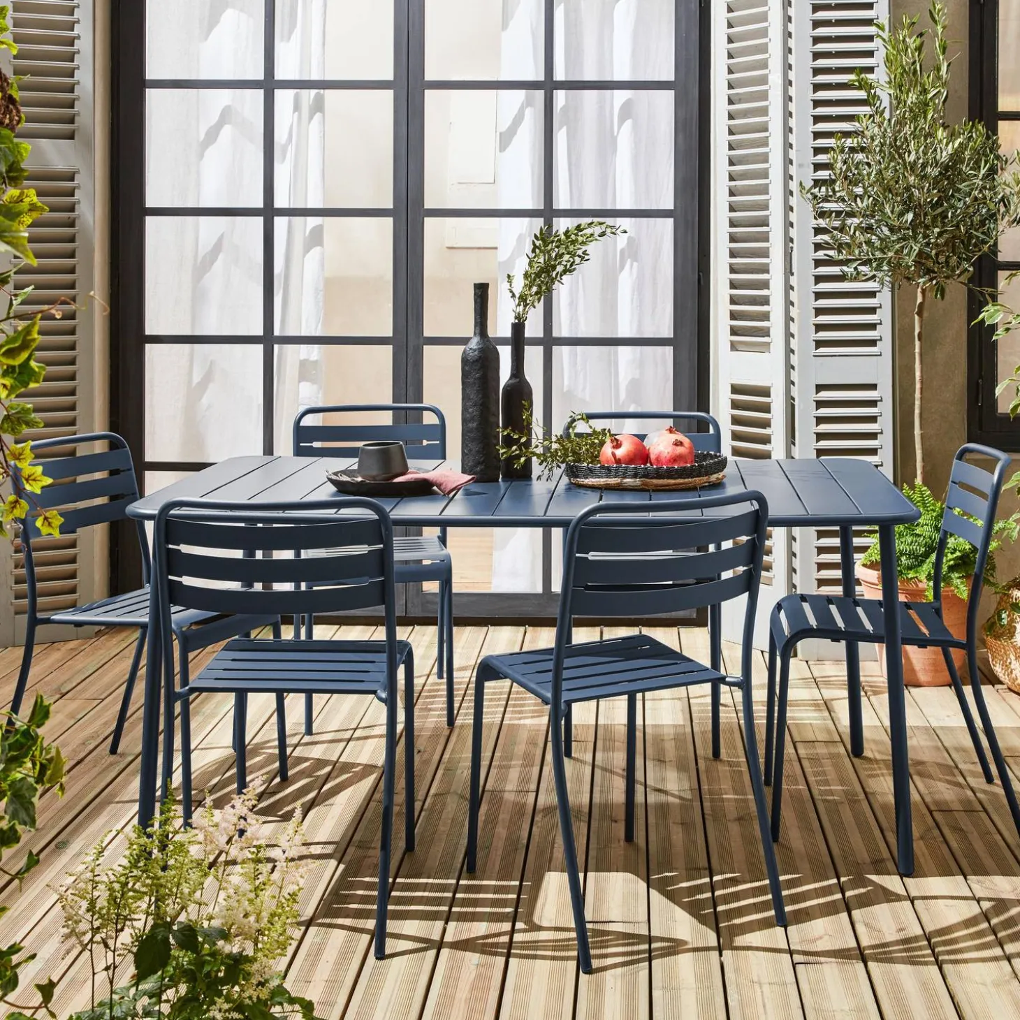 Tuintafel met 6 stoelen metaal