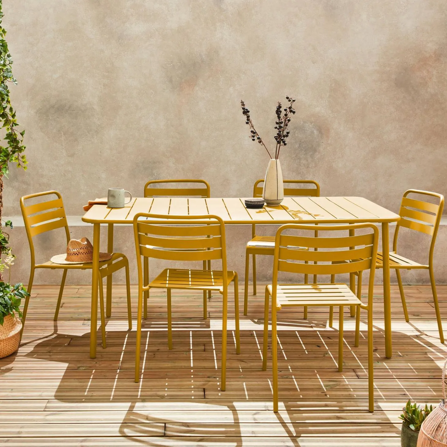 Tuintafel met 6 stoelen metaal