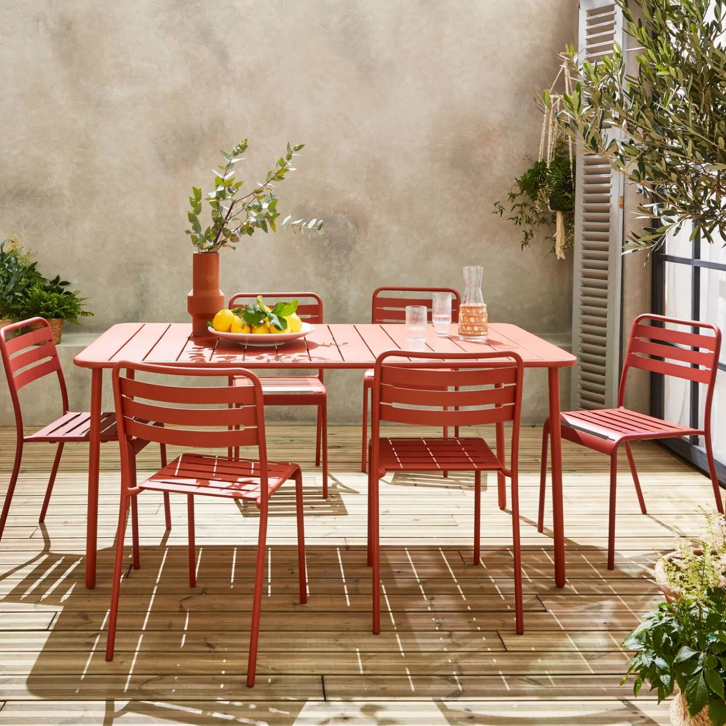 Tuintafel met 6 stoelen metaal