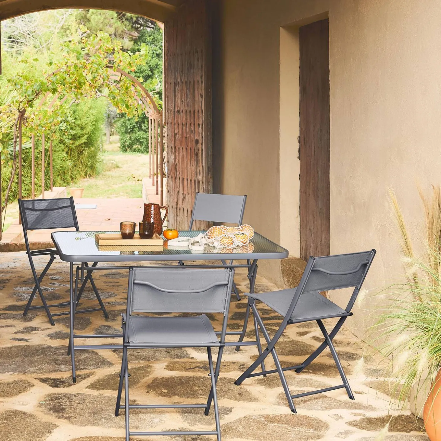 Tuintafel met 4 stoelen opklapbaar