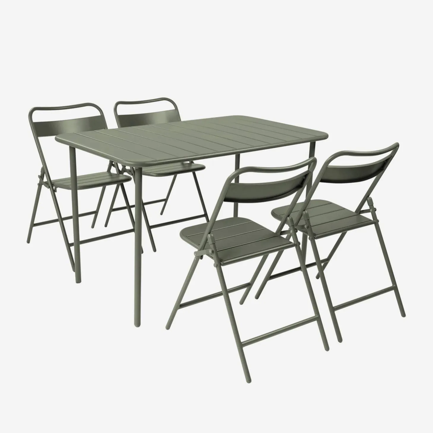 Tuintafel + 4 opklapbare stoelen metaal