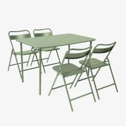 Tuintafel + 4 opklapbare stoelen metaal