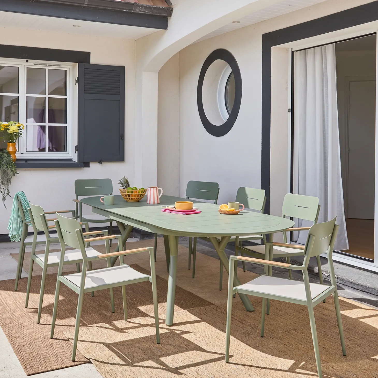 Tuintafel ovaal uitschuifbaar aluminium 10 zitplaatsen