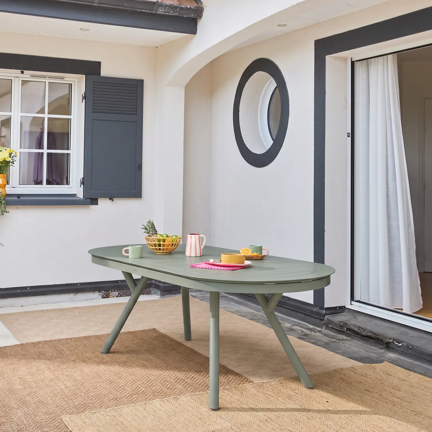 Tuintafel ovaal uitschuifbaar aluminium 10 zitplaatsen