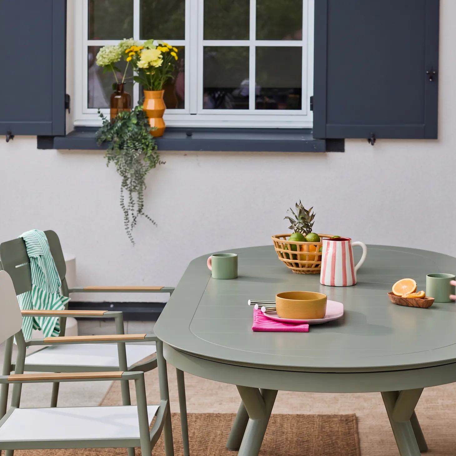 Tuintafel ovaal uitschuifbaar aluminium 10 zitplaatsen