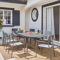 Tuintafel ovaal uitschuifbaar aluminium 10 zitplaatsen