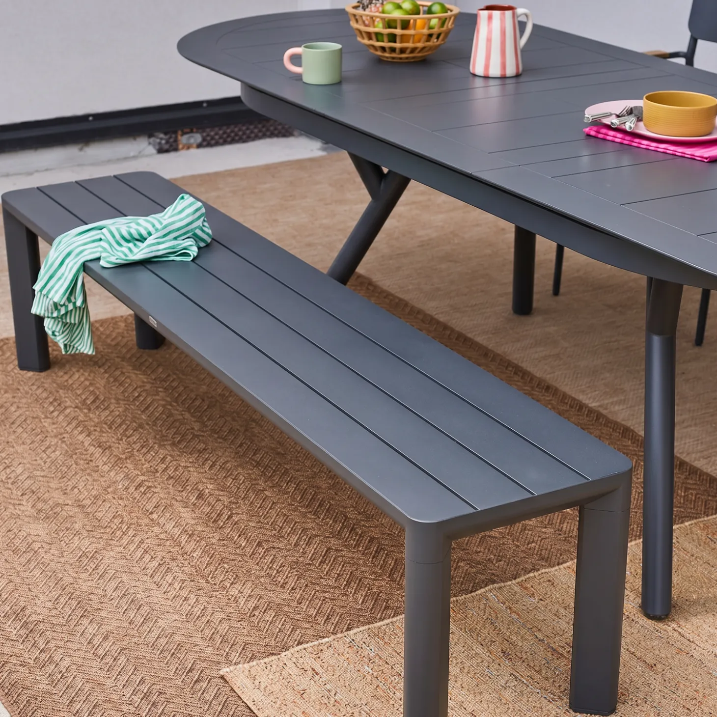 Tuintafel ovaal uitschuifbaar aluminium 10 zitplaatsen