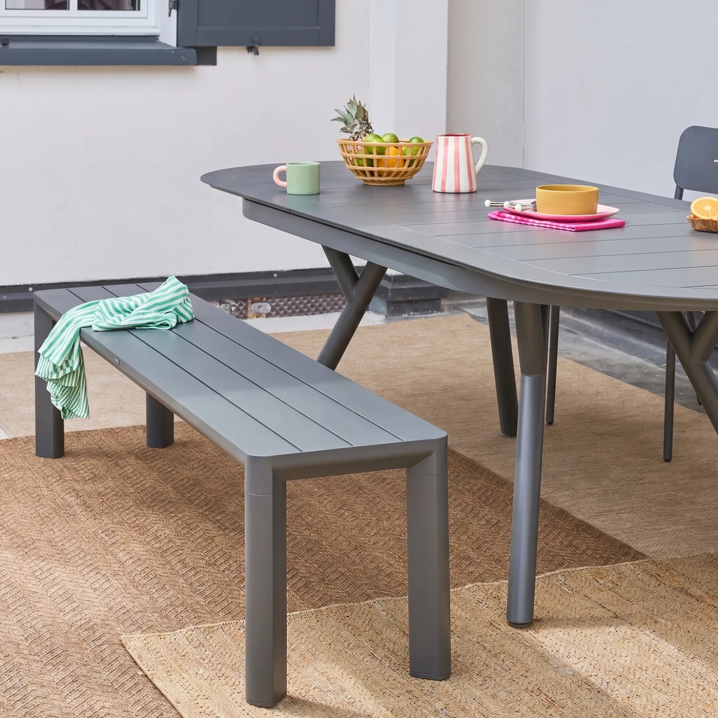 Tuintafel ovaal uitschuifbaar aluminium 10 zitplaatsen