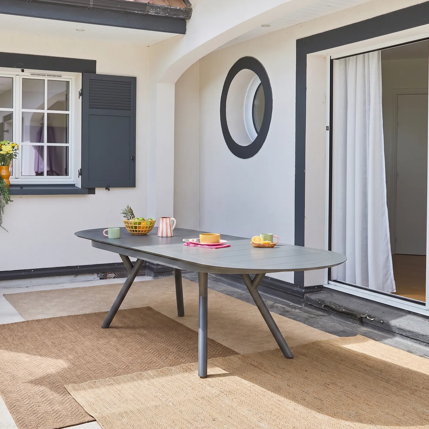 Tuintafel ovaal uitschuifbaar aluminium 10 zitplaatsen