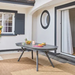 Tuintafel ovaal uitschuifbaar aluminium 10 zitplaatsen