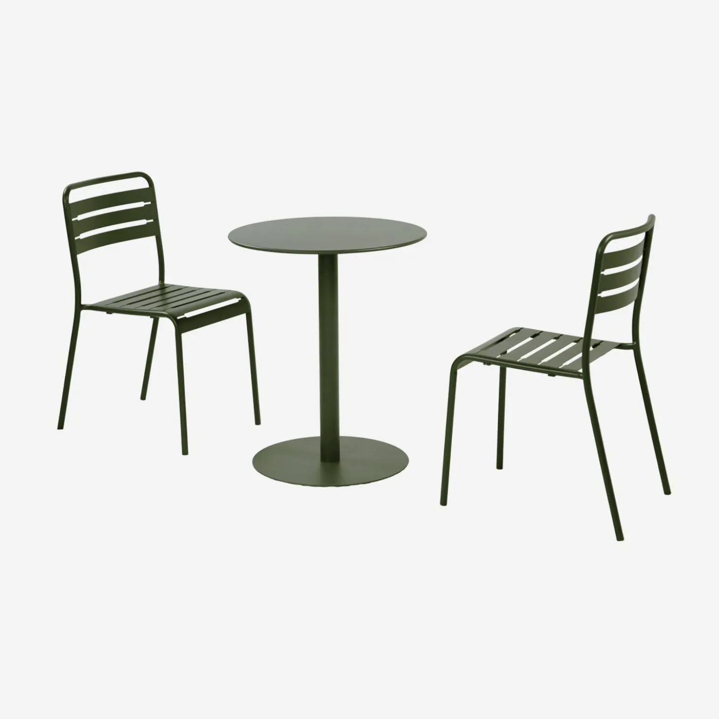Tuintafel rond bistro van staal + 2 stoelen