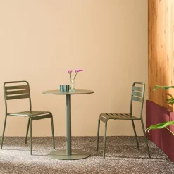 Tuintafel rond bistro van staal + 2 stoelen