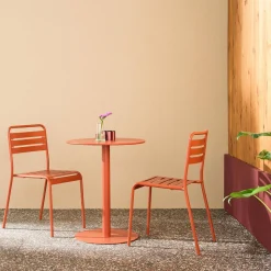 Tuintafel rond bistro van staal + 2 stoelen