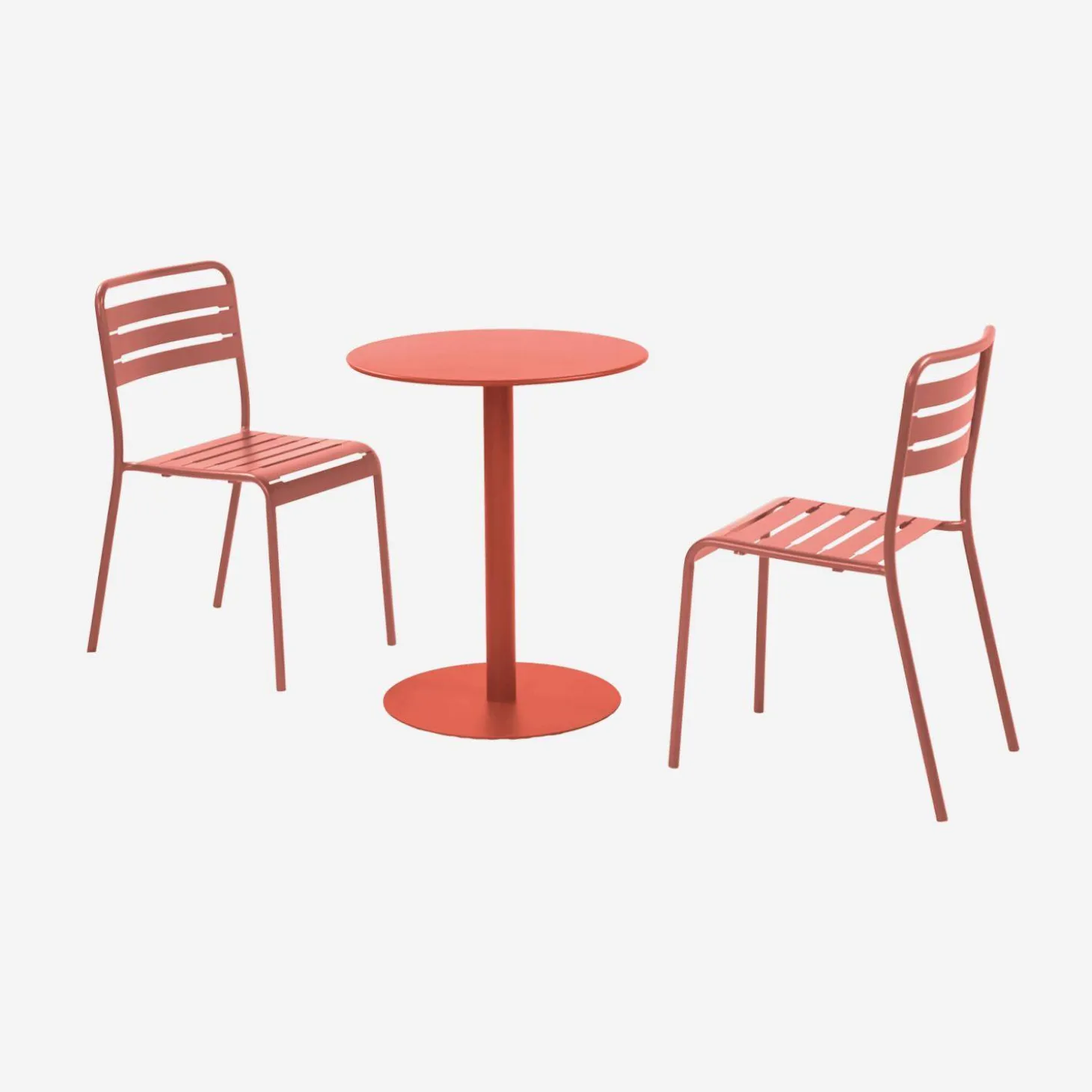 Tuintafel rond bistro van staal + 2 stoelen