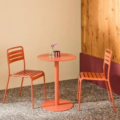 Tuintafel rond bistro van staal + 2 stoelen