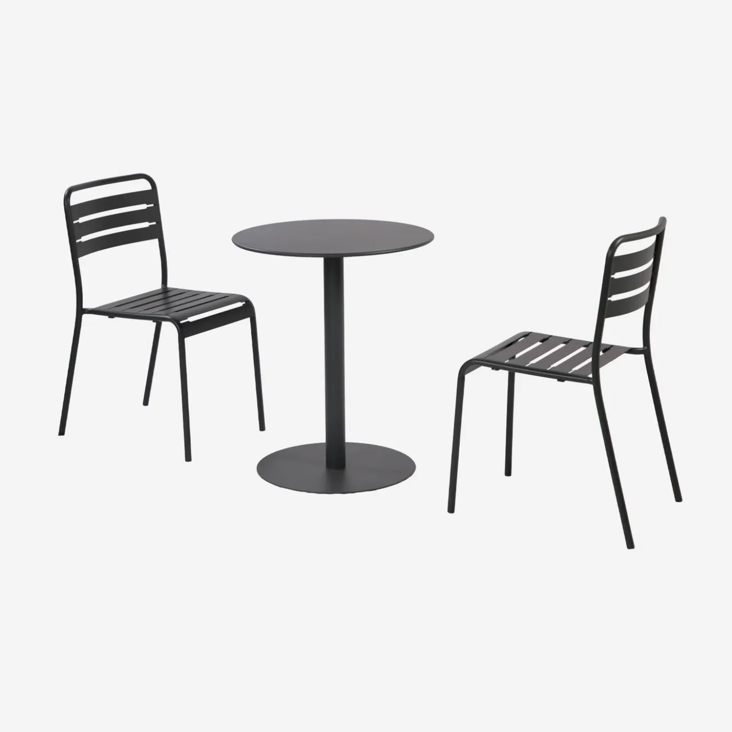 Tuintafel rond bistro van staal + 2 stoelen
