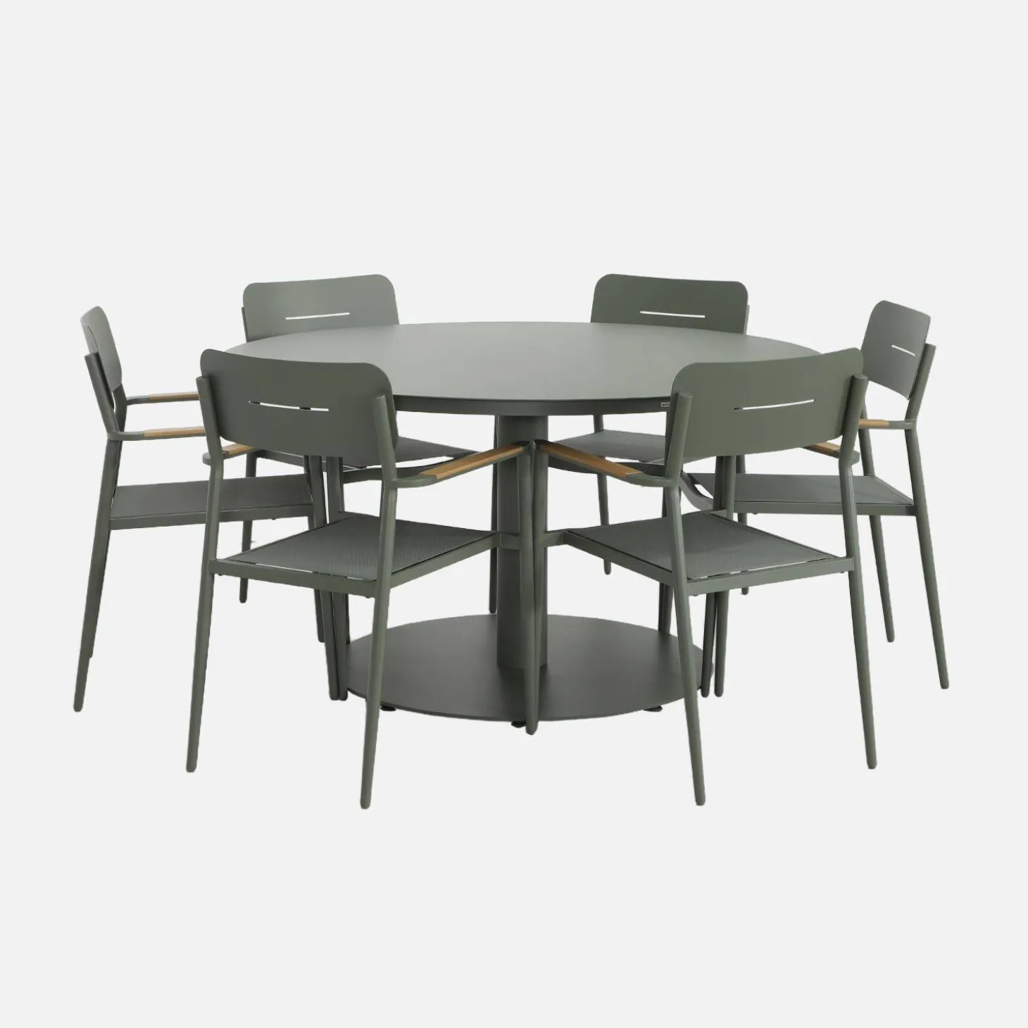 Tuintafel rond met 6 stoelen aluminium