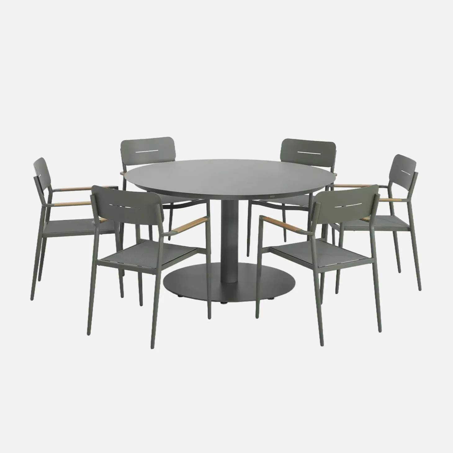 Tuintafel rond met 6 stoelen aluminium