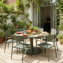Tuintafel rond met 6 stoelen aluminium