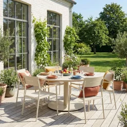 Tuintafel rond met 6 stoelen aluminium