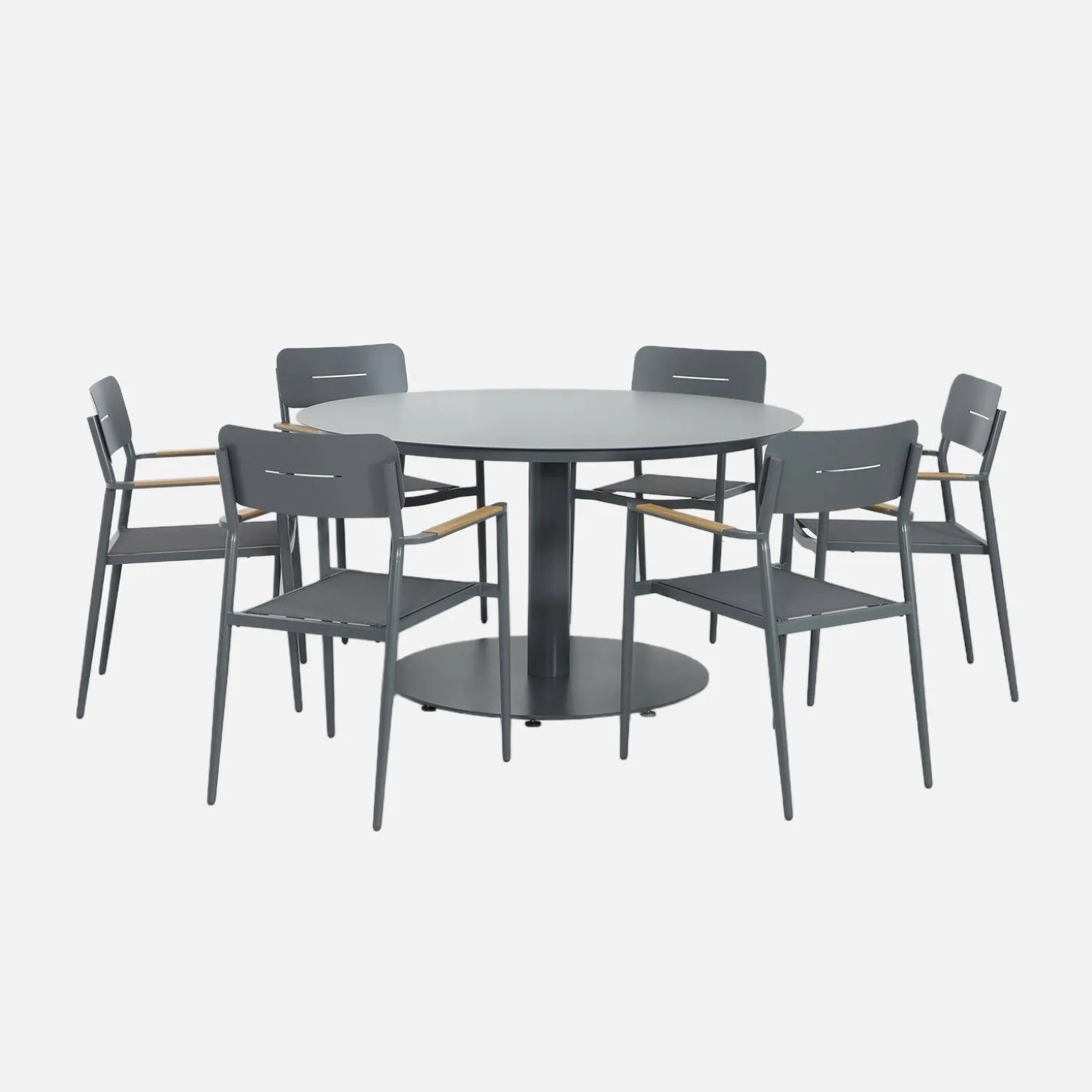 Tuintafel rond met 6 stoelen aluminium