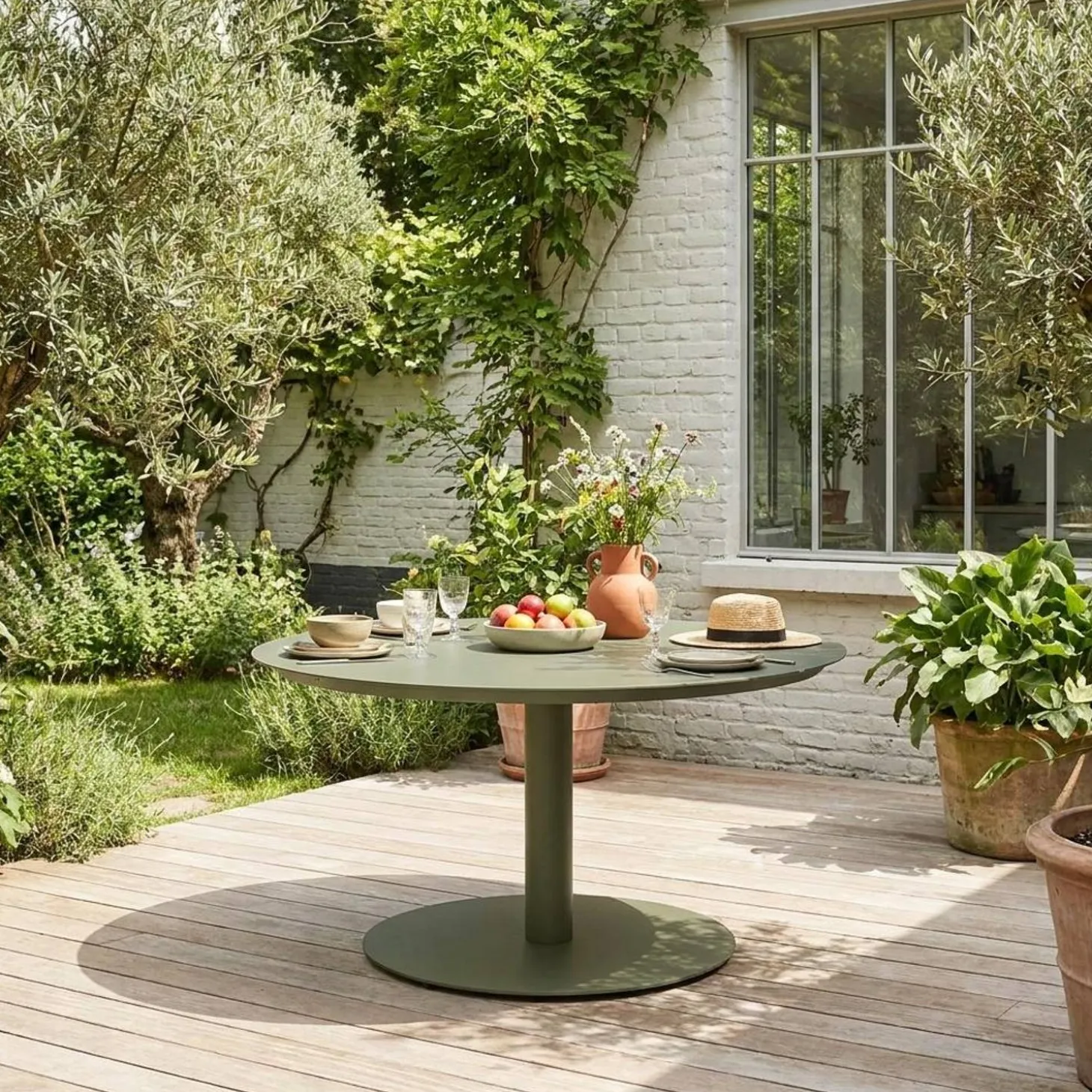 Tuintafel rond 6 plaatsen aluminium