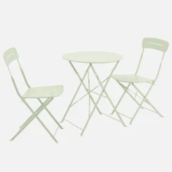 Tuintafel rond + 2 stoelen bistrostijl opklapbaar staal