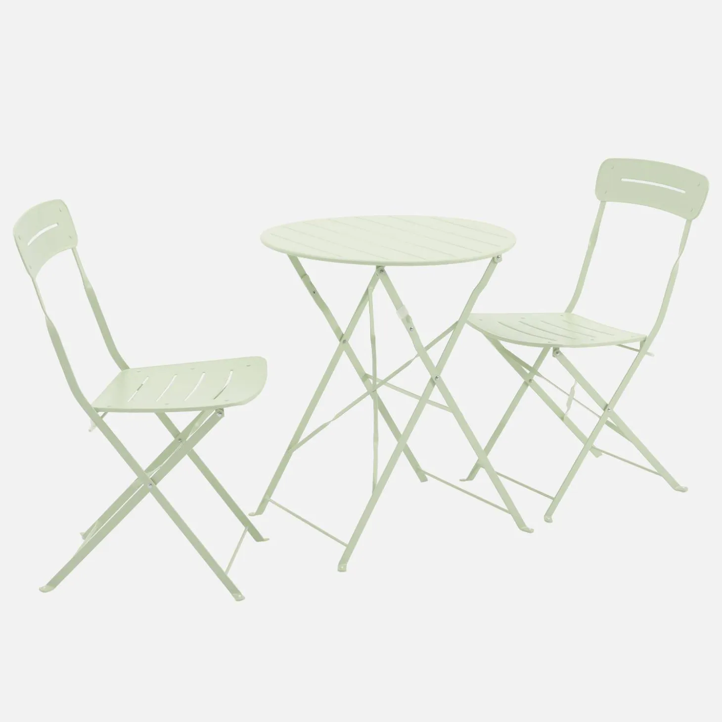 Tuintafel rond + 2 stoelen bistrostijl opklapbaar staal
