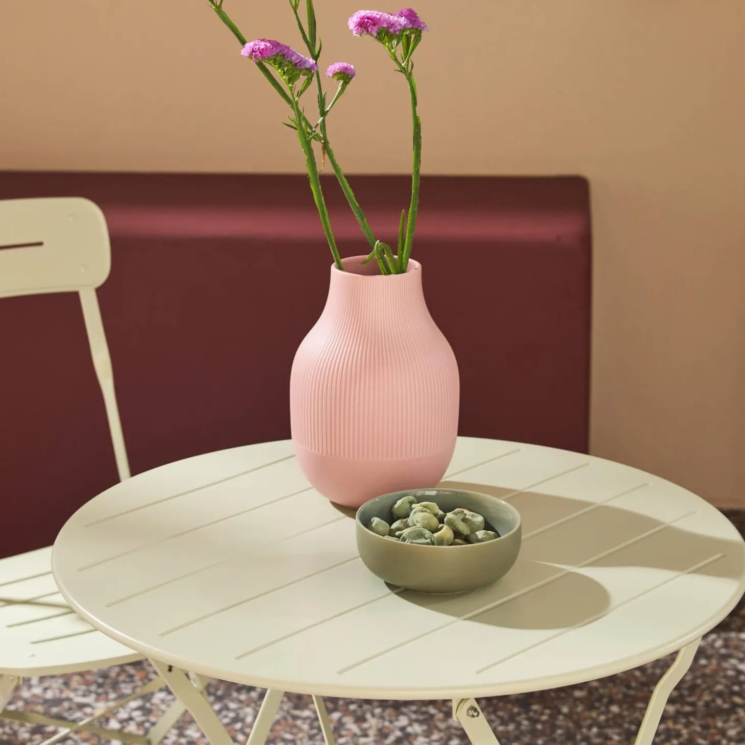 Tuintafel rond + 2 stoelen bistrostijl opklapbaar staal