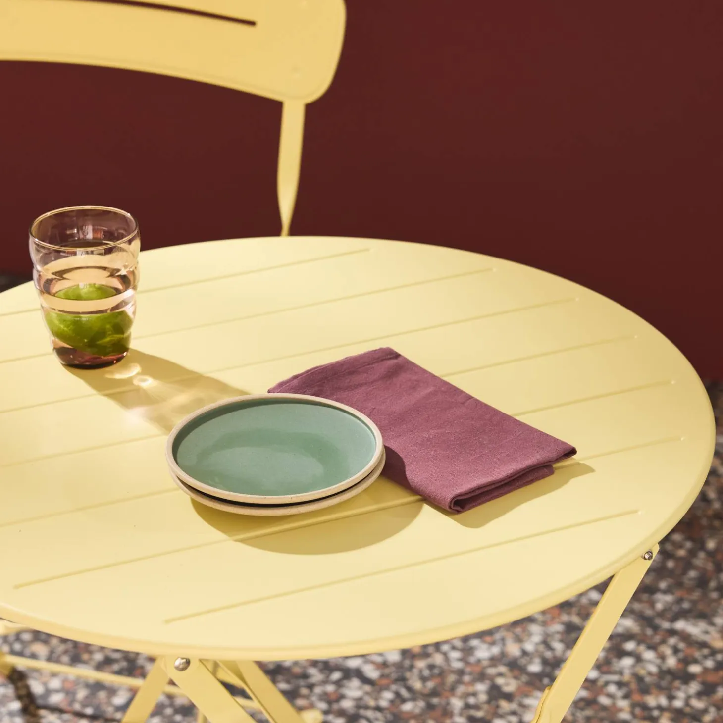 Tuintafel rond + 2 stoelen bistrostijl opklapbaar staal