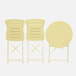 Tuintafel rond + 2 stoelen bistrostijl opklapbaar staal