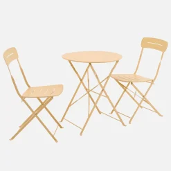 Tuintafel rond + 2 stoelen bistrostijl opklapbaar staal