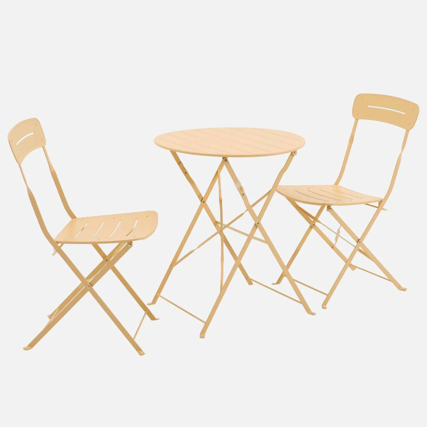 Tuintafel rond + 2 stoelen bistrostijl opklapbaar staal