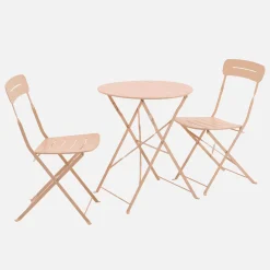 Tuintafel rond + 2 stoelen bistrostijl opklapbaar staal
