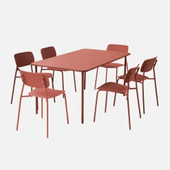 Tuintafel + 6 stoelen metaal