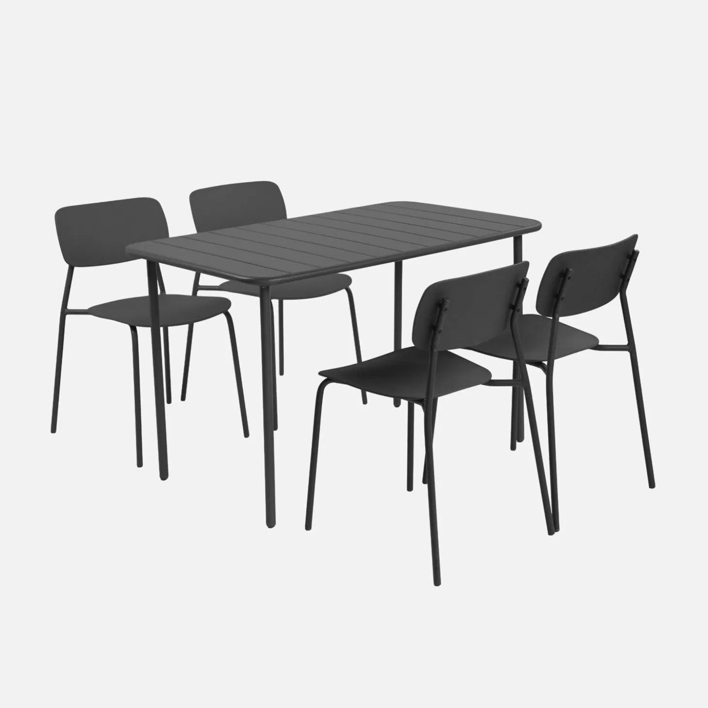 Tuintafel + 4 stoelen metaal