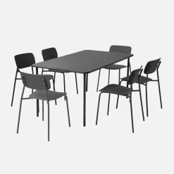 Tuintafel + 6 stoelen metaal