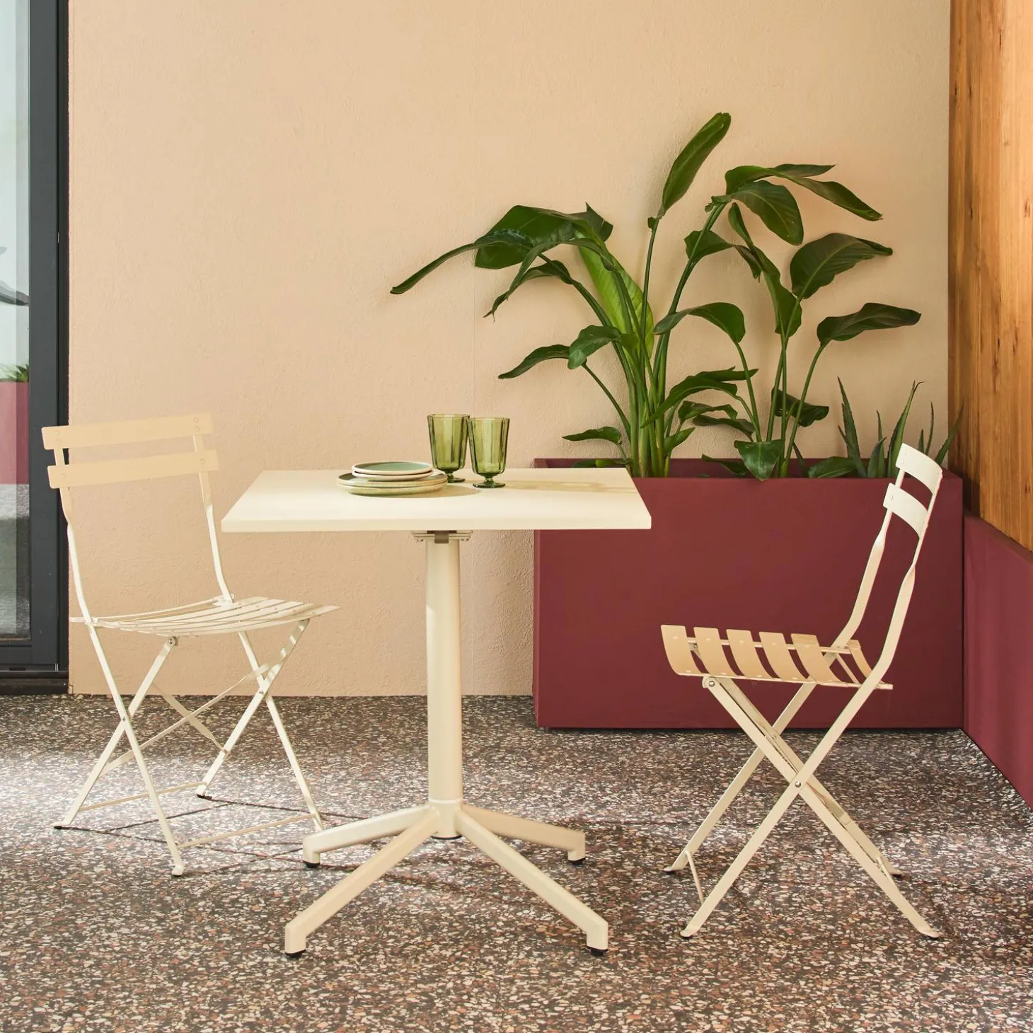 Tuintafel + 2 stoelen opklapbaar bistro metaal