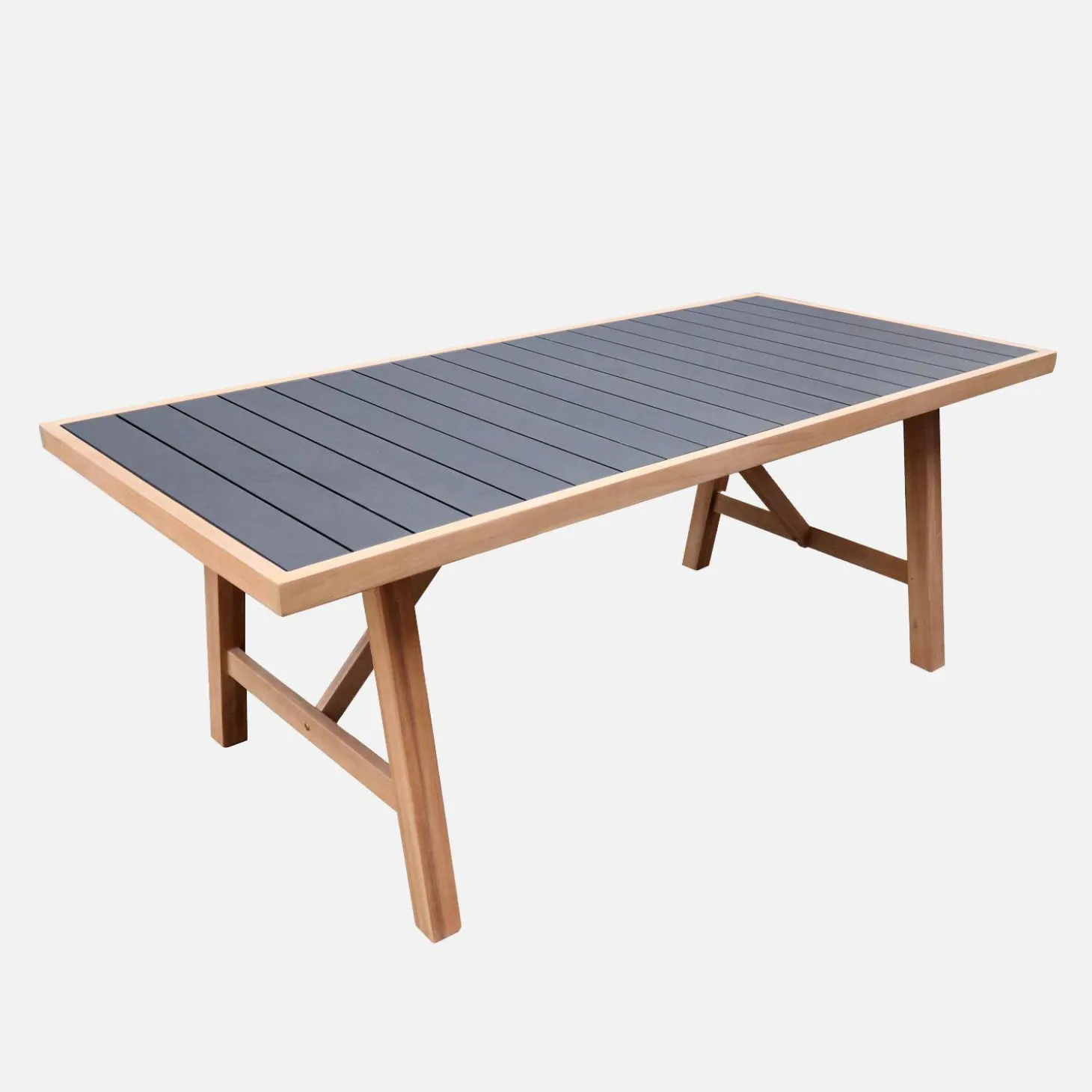 Tuintafel van hout en aluminium met 8 stoelen
