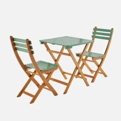 Tuintafel van hout met 2 opklapbare stoelen