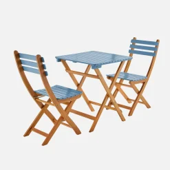 Tuintafel van hout met 2 opklapbare stoelen