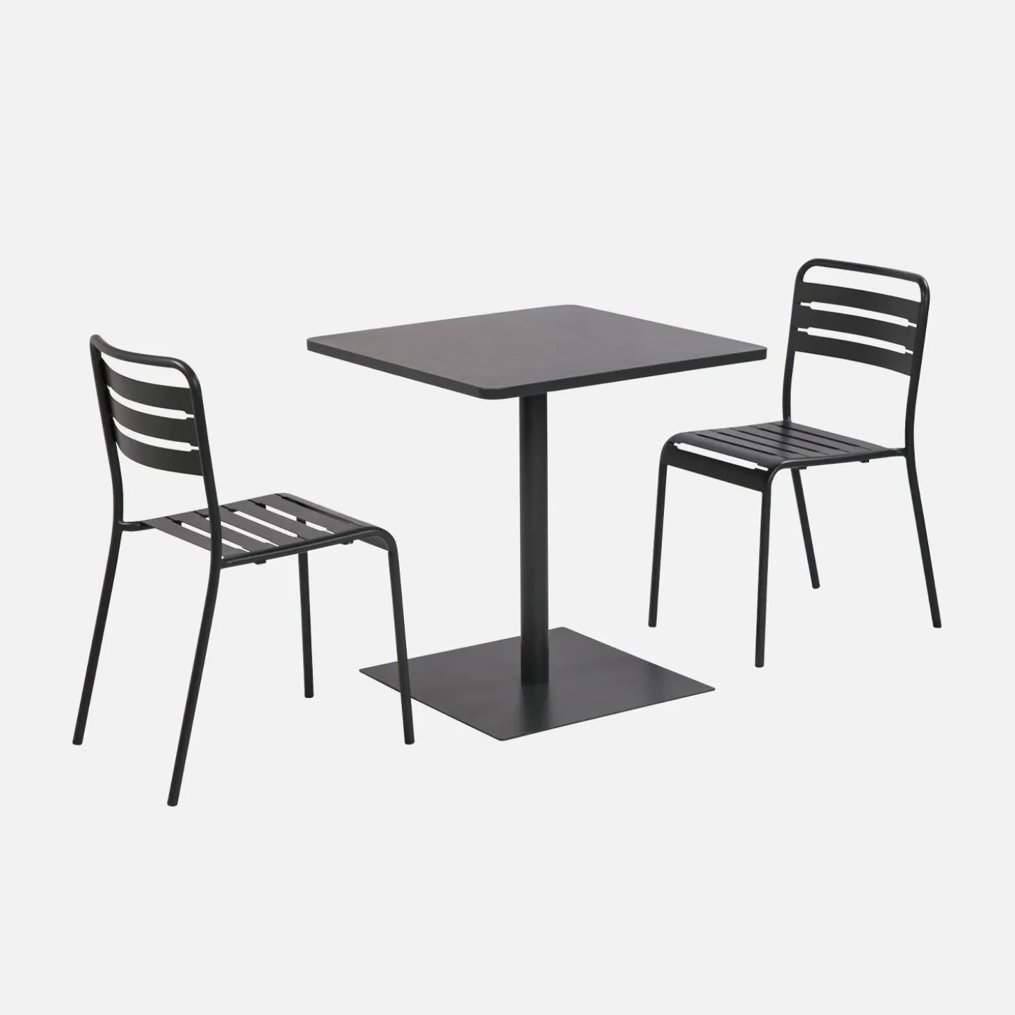 Tuintafel vierkant bistro van staal + 2 stoelen