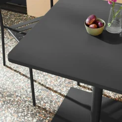 Tuintafel vierkant bistro van staal + 2 stoelen