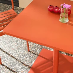 Tuintafel vierkant bistro van staal + 2 stoelen