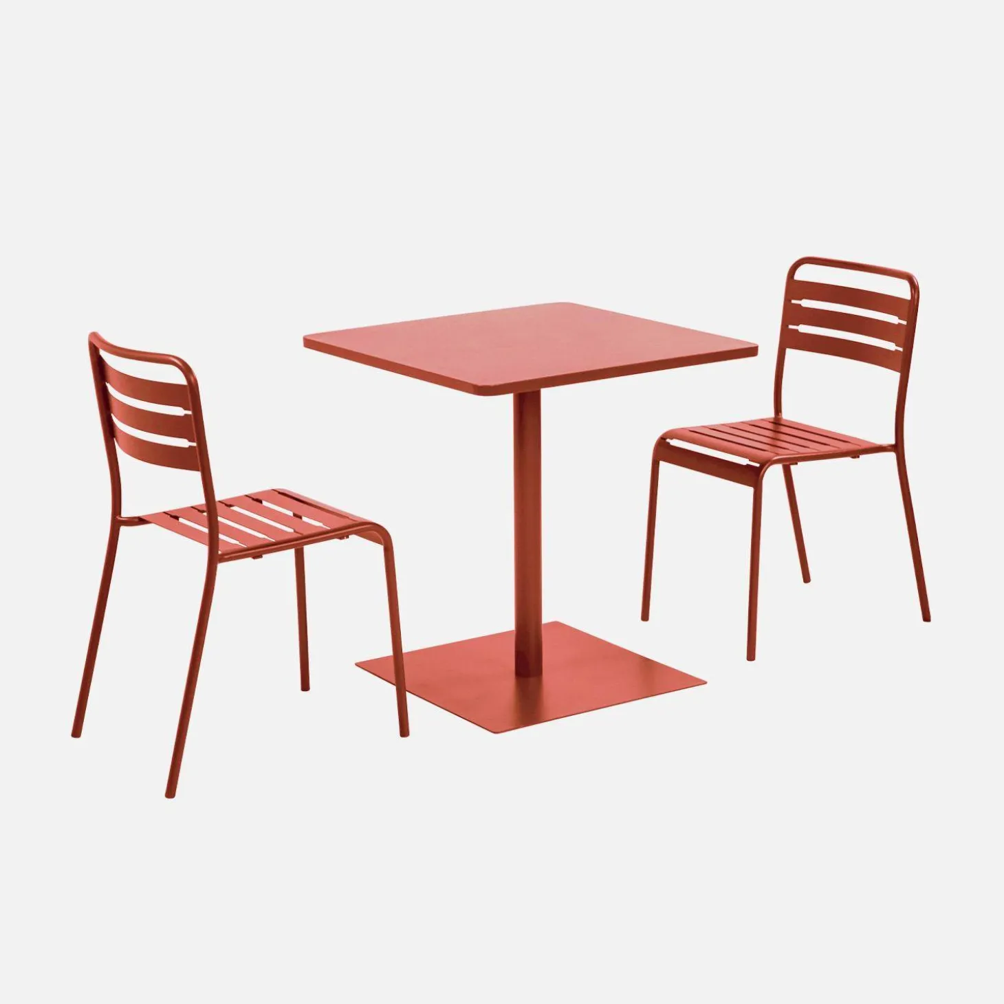 Tuintafel vierkant bistro van staal + 2 stoelen