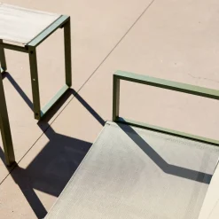 Tuintafel + 4 zitplaatsen inschuifbare set van staal en textileen